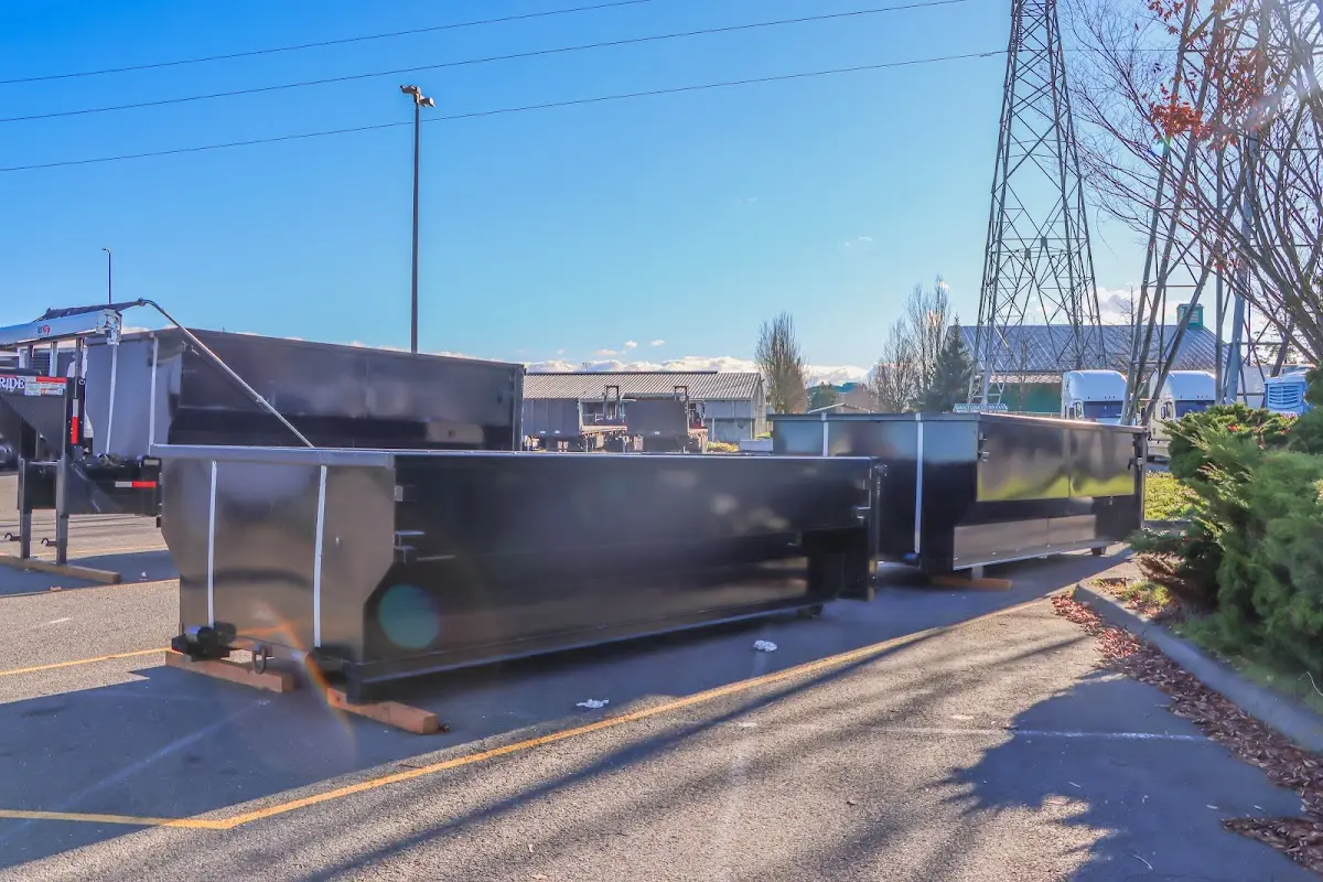 Roll-off dumpster ready for waste disposal at job site for 2 Yard Dumpster Rental in Danville